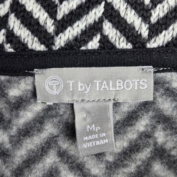 T by TALBOTS Black and White Chevron Knit Jacket with Pockets Size Mp - Picture 9 of 10